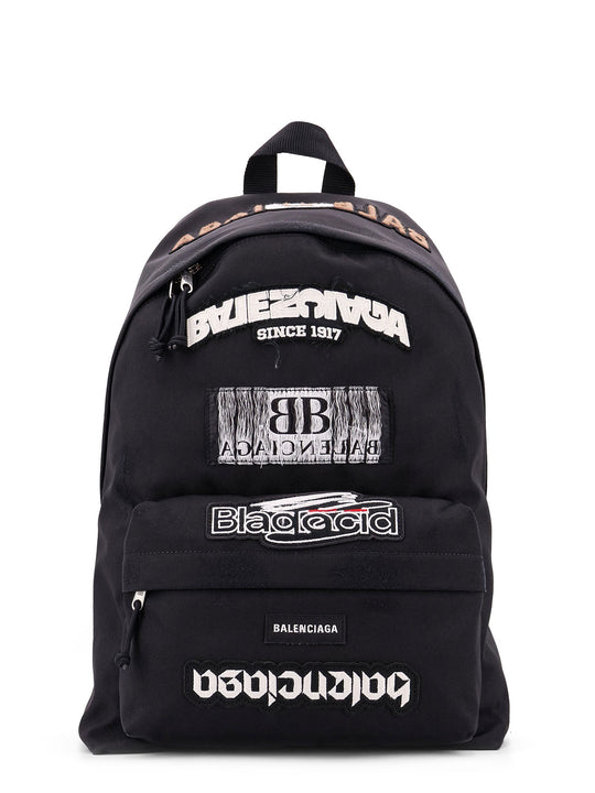 Used Effect Nylon Backpack With Printed Logo On The Front