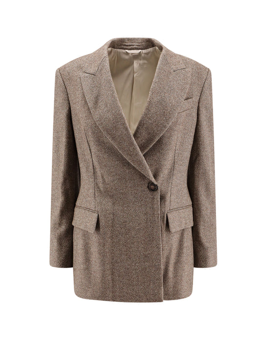 Herringbone Wool Blend Blazer