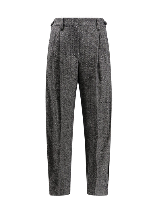 Heringbone Wool Blend Trouser