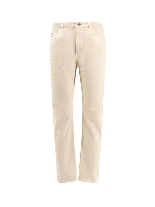 Cotton Trouser With Ripped Effect