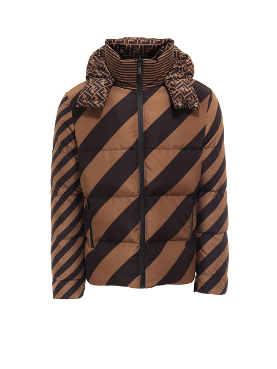 Nylon Double Face Jacket With Ff Motif