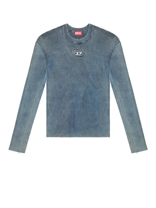 Ribbed Cotton Sweater With Frontal Oval-D Logo