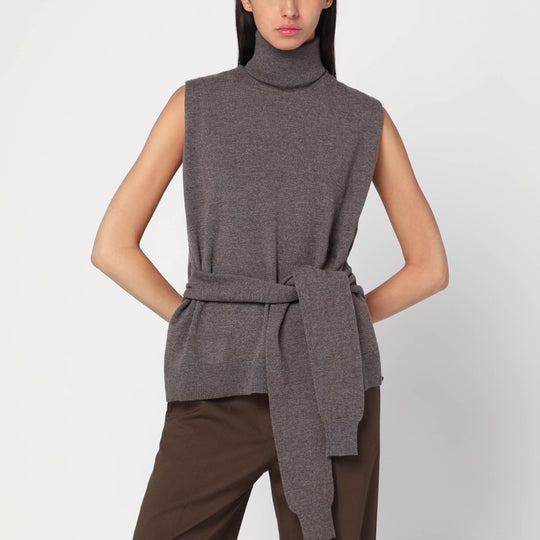 Double-Layer Taupe Mélange Sweater