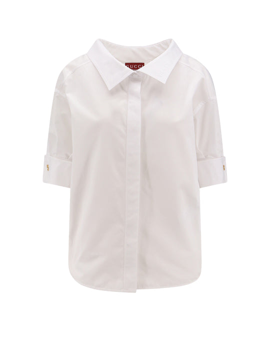 Cotton Shirt With Gucci Embossed Detail