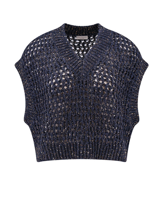 Knit Vest With All-Over Sequins