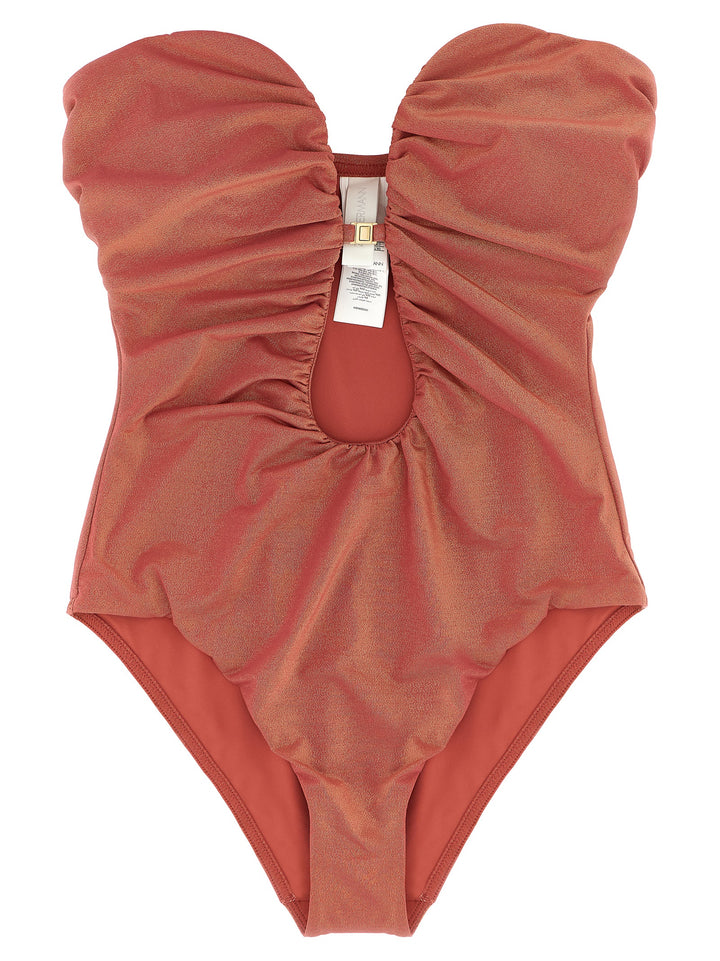 Zimmermann Rhiannon Deep Plunge Beachwear - Pink | 96bda51ce22eba6a5ea1960c88e08b88ebdfe166