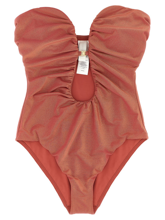 Rhiannon Deep Plunge Beachwear Pink