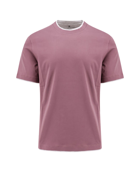 Cotton T-Shirt With Contrasting Profiles