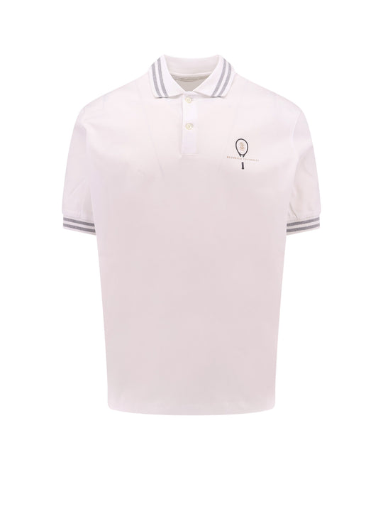 Cotton Polo Shirt With Embroidery And Logo Print