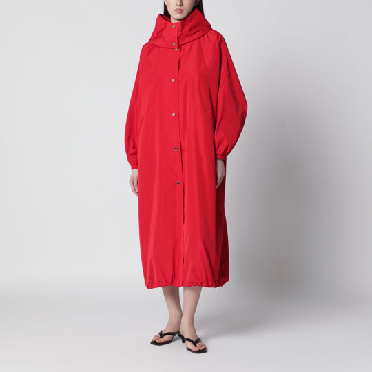 Red Oversize Coat In Silk-Blend Fabric