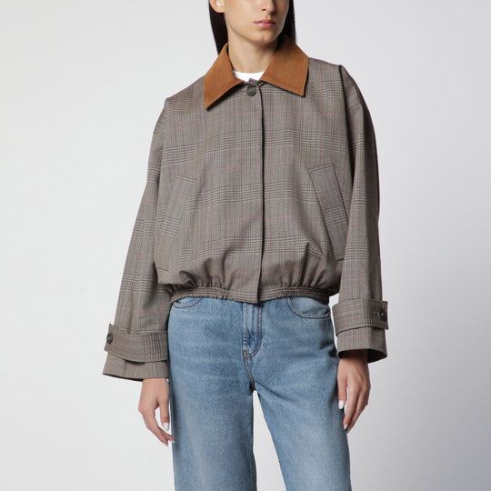 Brown Prince Of Wales Wool Jacket