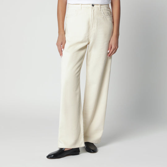 White Baggy Corduroy Trousers