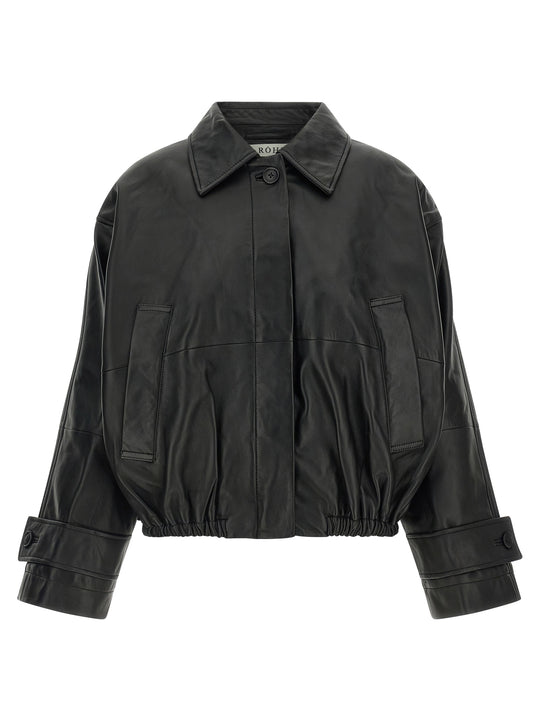 Blouson Leather Jacket Puffer Jackets Black