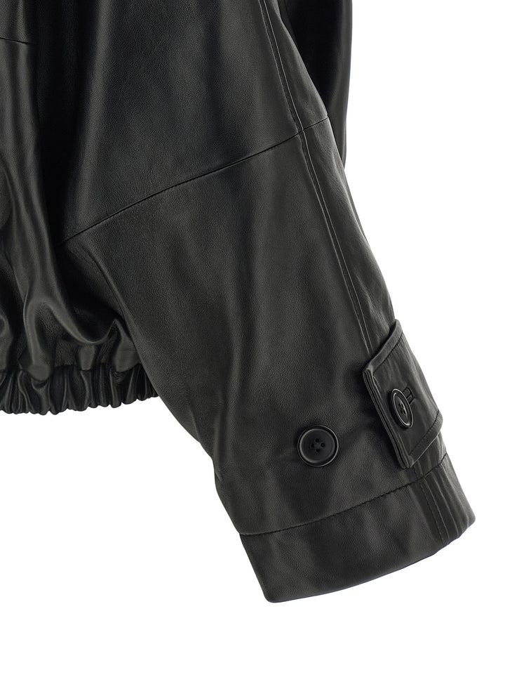 Rohe Blouson Leather Jacket Puffer Jackets - Black | 21014399d377f1bc9141bac740341fdc397b455c