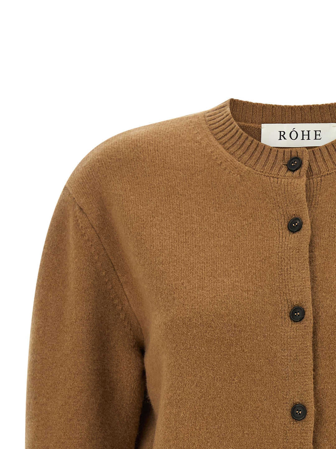 Rohe Cashmere Mixed Crew Neck Cardigan Sweaters and Cardigans - Brown | 093f9e9bc772947f9afe930e36a32b51f31fc4a6