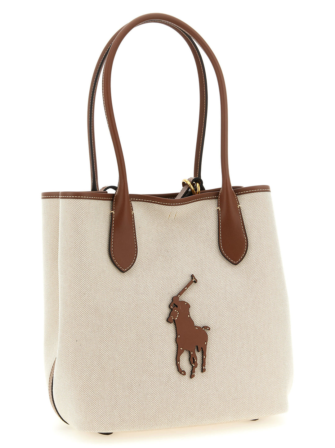 Polo Ralph Lauren Medium Canvas Shopping Bag Tote Bag - Brown | 75caf9a769ff523c0913090665790c95b34721af