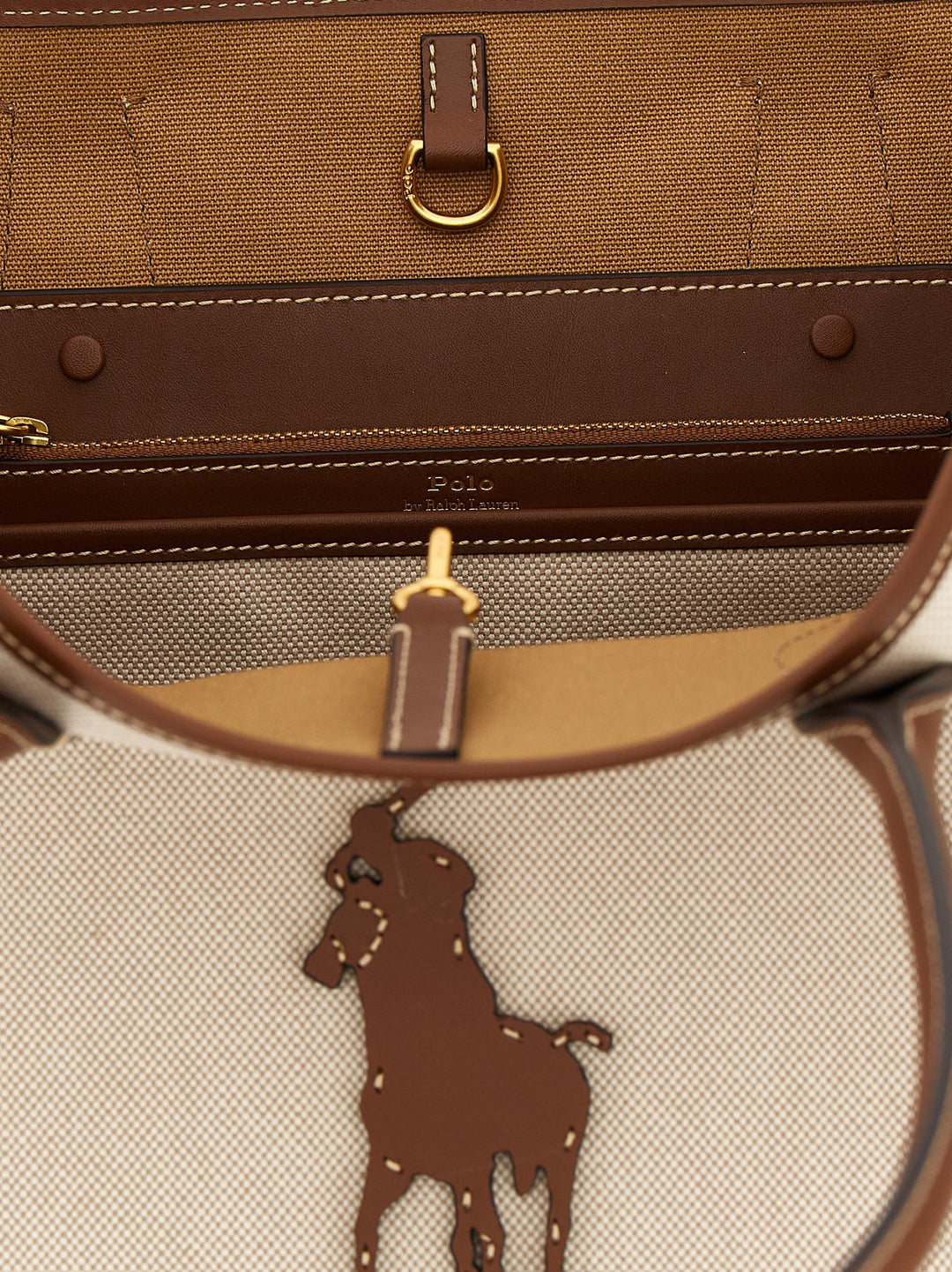Polo Ralph Lauren Medium Canvas Shopping Bag Tote Bag - Brown | 98b633fd5792e931c3d10479241d8ba70f926432