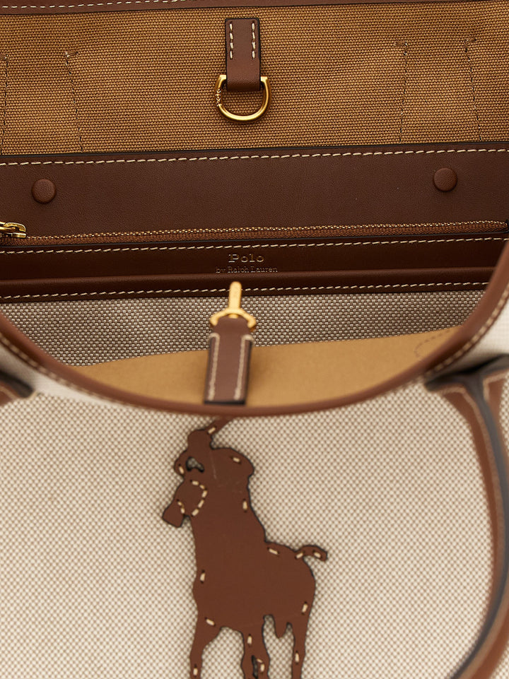 Polo Ralph Lauren Medium Canvas Shopping Bag Tote Bag - Brown | 98b633fd5792e931c3d10479241d8ba70f926432