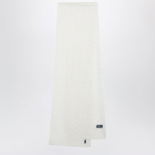 Cream Cable-Knit Wool And Cashmere Scarf