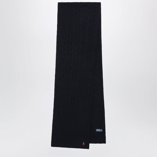 Navy Cable-Knit Wool And Cashmere Scarf
