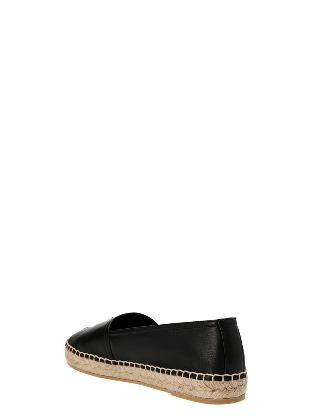 Saint Laurent Logo Leather Espadrilles Flat shoes - Black | bd11bf6c77a5d68333753ca11d8bcd9323f03a4b
