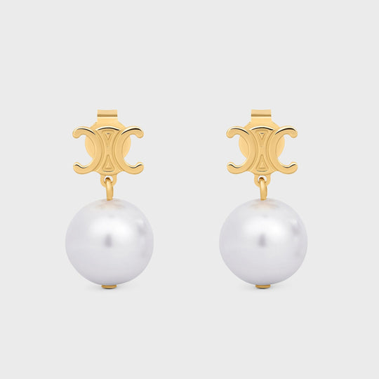 Les Perles Earrings In Gold-Plated Brass With Glass Pearls