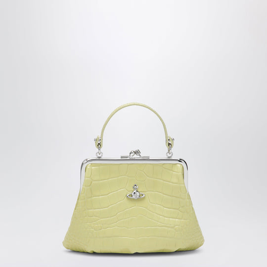 Granny Frame Crocodile-Embossed Leather Purse, Lime