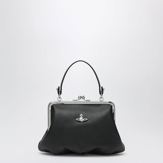 Granny Frame Bag In Black Grained Pu