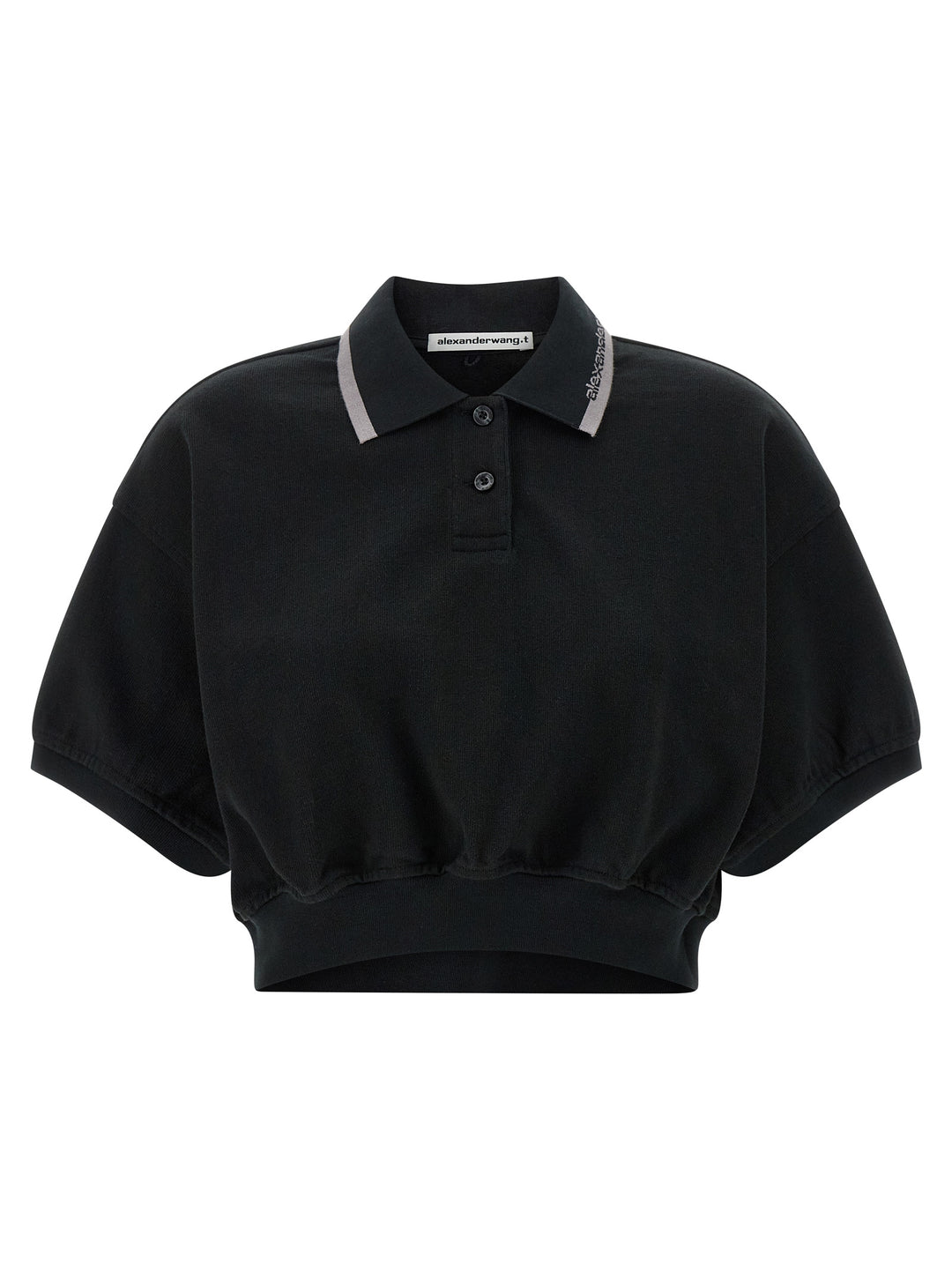 T By Alexander Wang Intarsia Collar  Shirt Polo - Black | 758366c2e39326c900d20aed2590c0a9731ce365