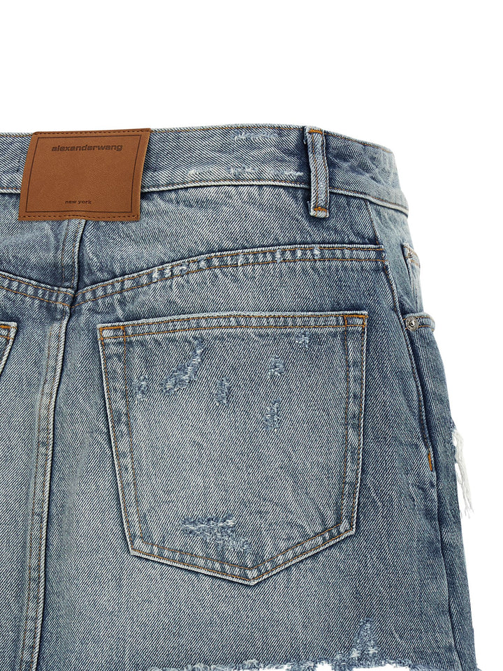 Alexander Wang Double Layer Denim Skort Bermuda and Short - Light Blue | 20b3e558f6f59eca3c3cdda1f9c5341f21fed8b0