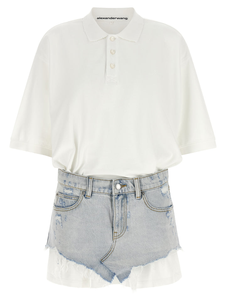 Alexander Wang Denim Skirt Polo Dress Dresses - Multicolor | 00c85720a5c44a4f7aa86edbe2e6446aaa18b891