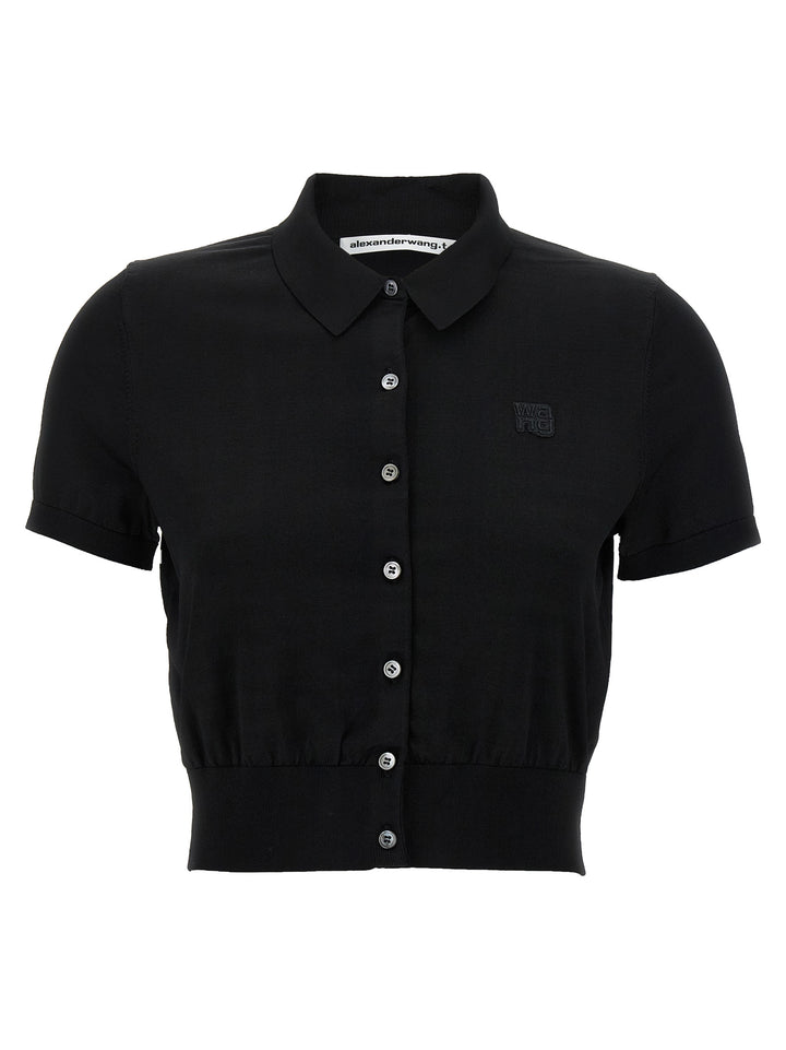 T By Alexander Wang Logo Patch  Shirt Polo - Black | 9f6ad18b0d208c32c239582ba3d1f67342035963