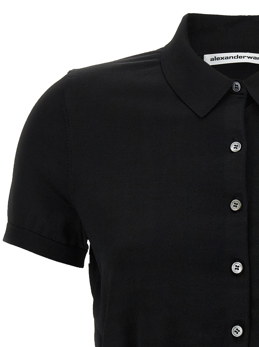T By Alexander Wang Logo Patch  Shirt Polo - Black | 21869055a60f5c0ac26f1ef4ba8e13aed7da5517