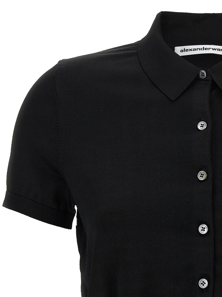 T By Alexander Wang Logo Patch  Shirt Polo - Black | 21869055a60f5c0ac26f1ef4ba8e13aed7da5517