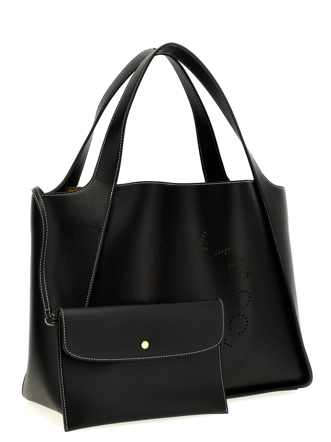 Stella Mccartney Logo Shopping Bag Tote Bag - Black | a2f9c8d112b93bd5a96cde3ef32b76b92aa918f0
