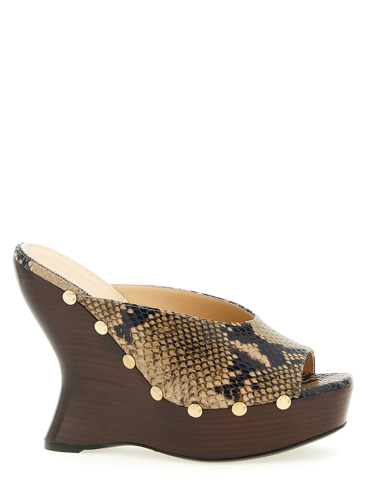 Magda Butrym Python Print Mules Wedges - Brown | d8496346ede53b54bb0fceb69a667eb4615f5680