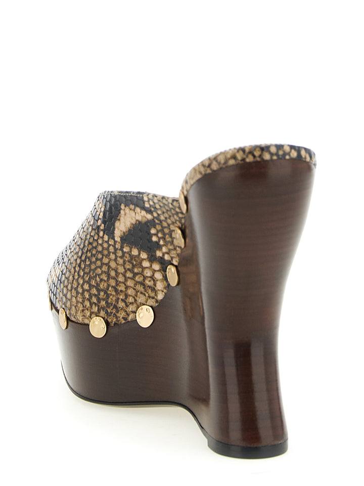 Magda Butrym Python Print Mules Wedges - Brown | fb84c3a56cc1e8946171aa3685ac2034d658a691