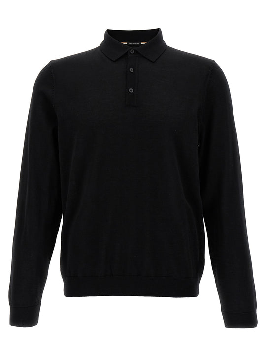 Polo Jersey Sweaters And Cardigans Black
