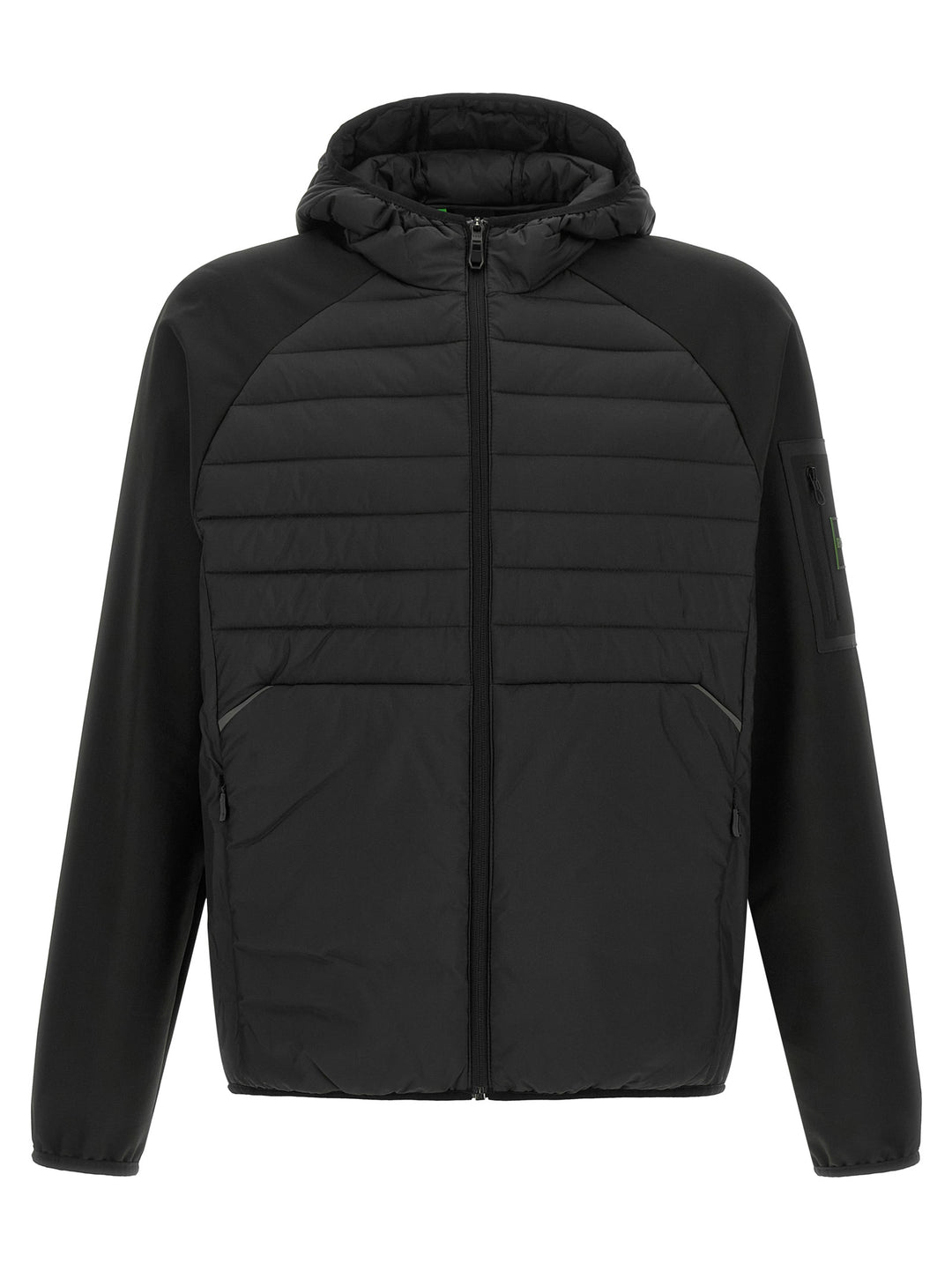 Hugo Boss Two-Material Hoodie Sweatshirt - Black | b1428b625132afa6b31ac9eb18d026d1c1a6f313