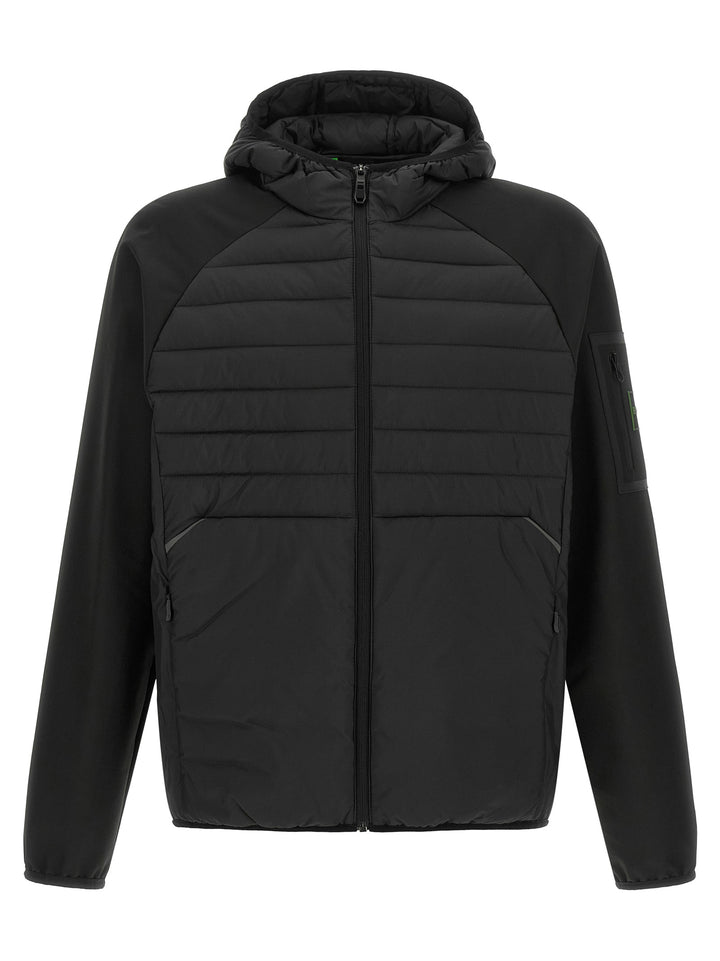 Hugo Boss Two-Material Hoodie Sweatshirt - Black | b1428b625132afa6b31ac9eb18d026d1c1a6f313