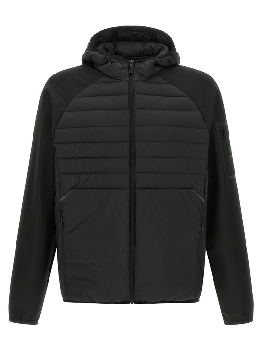 Two-Material Hoodie Sweatshirt Black