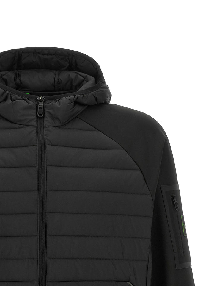 Hugo Boss Two-Material Hoodie Sweatshirt - Black | cb284e3a18081aa39d31535cbe7f7490663ec419