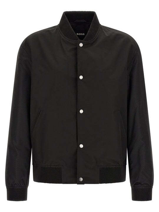 Monogram Sleeve Bomber Jacket Puffer Jackets Black
