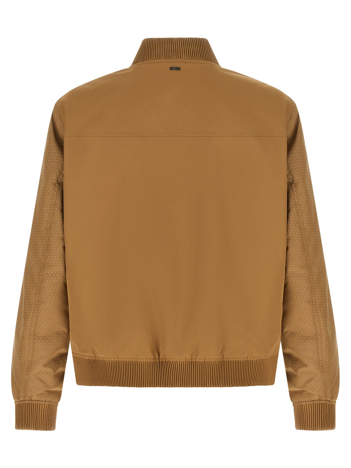 Hugo Boss Monogram Sleeve Bomber Jacket Puffer Jackets - Beige | 669ed03436d1bba6fefd0ae580105ad0c2a07d00