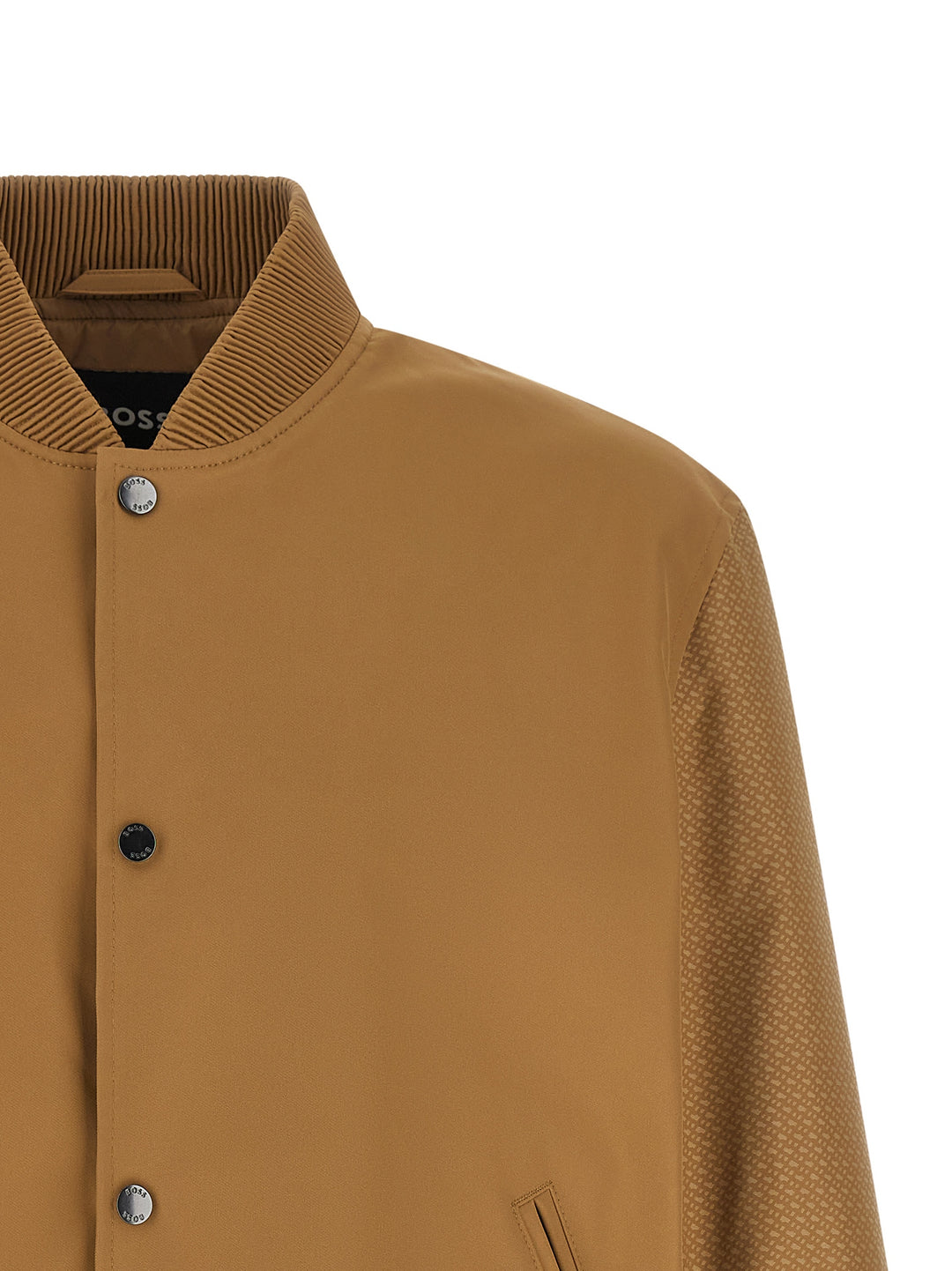 Hugo Boss Monogram Sleeve Bomber Jacket Puffer Jackets - Beige | 510977792d99975f3f47f34aa0901eabc54e7748