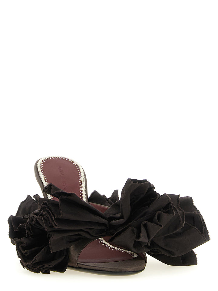 Magda Butrym Mule Flowers Taffeta Sandals - Brown | bc075e8f563189461ec75d126363e46c81b830e1