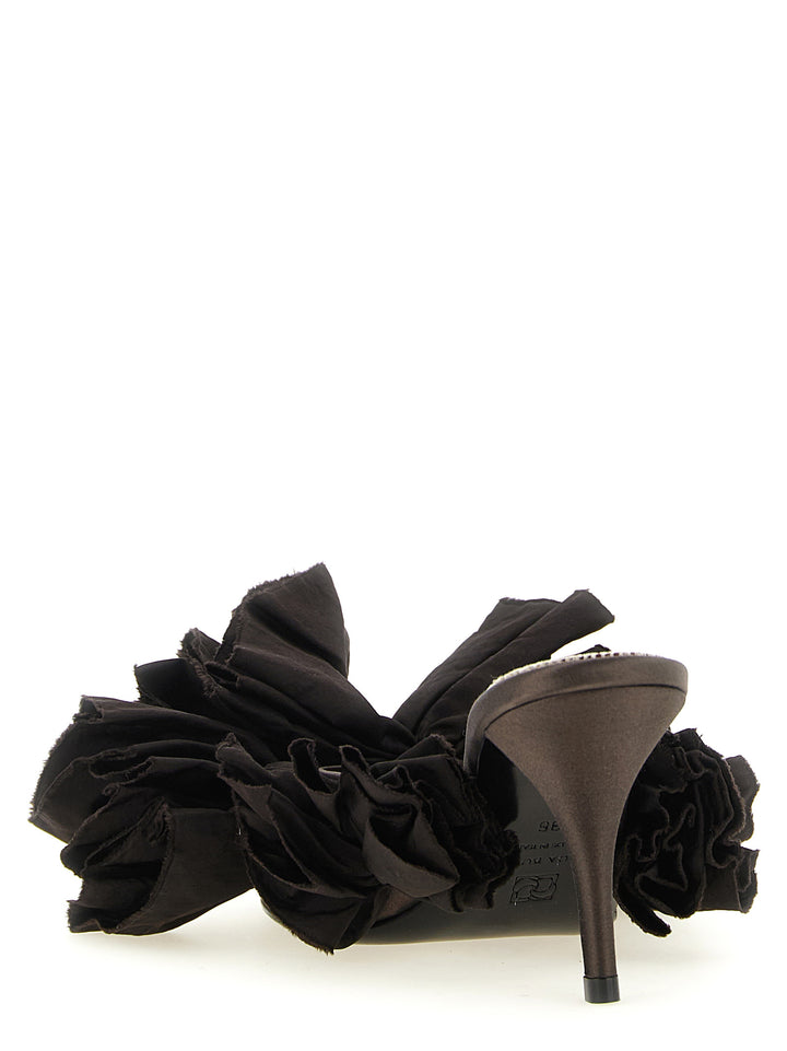 Magda Butrym Mule Flowers Taffeta Sandals - Brown | ef8e2cee98070ec534b0fd831c47d4249ae3614a