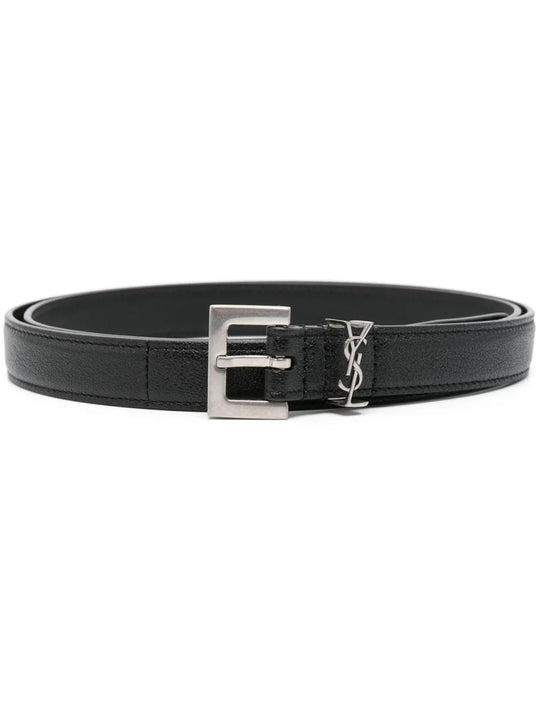 Squared Buckle Smooth Leather Cassandre Thin Belt