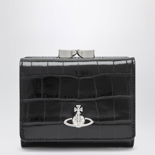 Small Frame Wallet Black In Calf Leather