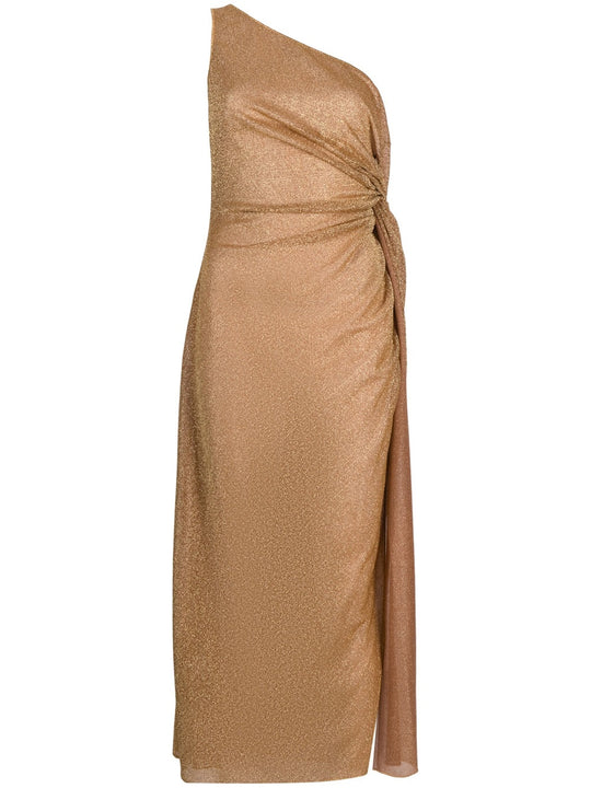 Metallic Midi Dress Embellished With Knots